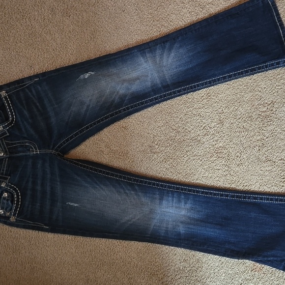 Miss Me Women's Blue Jeans with Peace Sign Embellishment - Picture 6 of 6